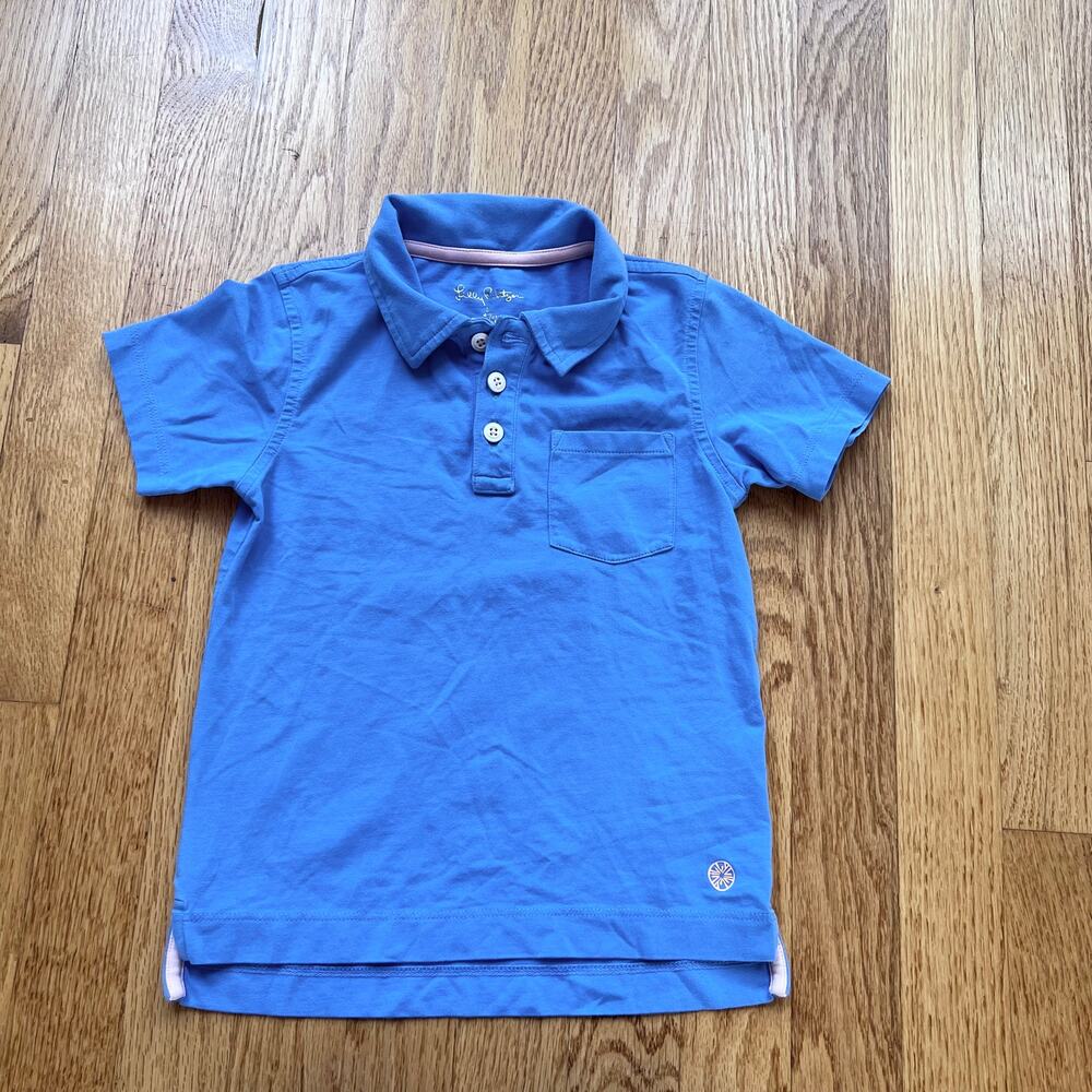 Lilly Pulitzer Blue Collared Short Sleeve Preppy Polo Tennis Shirt - Small (4-5)